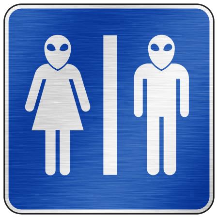 Brushed Metal Sign - Alien Toilet