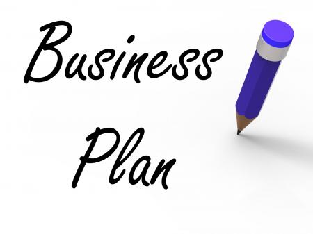 Business Plan with Pencil Shows Written Strategy Vision and Goal