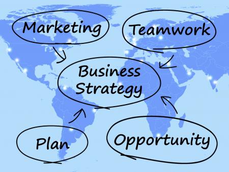 Business Strategy Diagram Showing Teamwork And Plan