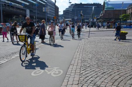 Busy helsinki bike lane