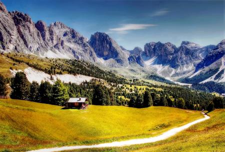 Cabin on Dolmites Mountains