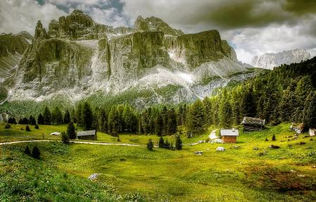 Cabins on the Dolmites