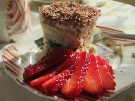 Cake and strawberry