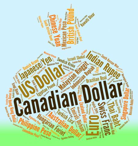 Canadian Dollar Shows Canada Dollars And Currency