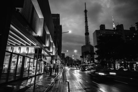 Car on Road Grayscale Photo