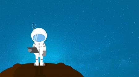 Cartoon Astronaut Communicating - With Copyspace