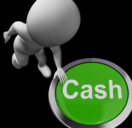 Cash Button Means Money Finances And Wealth