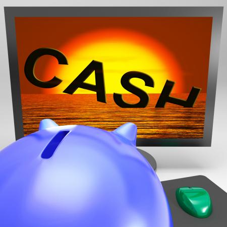 Cash Sinking On Monitor Showing Monetary Crisis