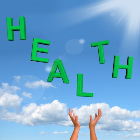 Catching Health Word Showing A Healthy Condition