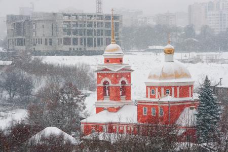 cathedral in blizzard
