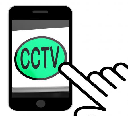 CCTV Button Displays Camera Monitoring Or Online Surveillance