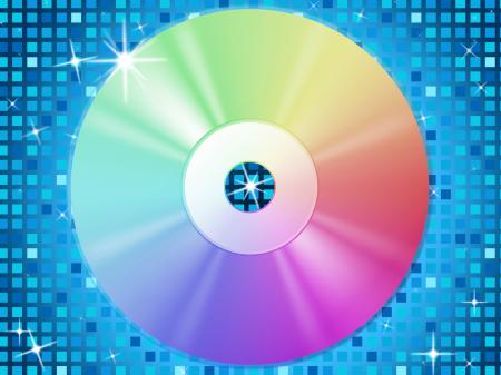 CD Background Means Music Party And Blue Squares