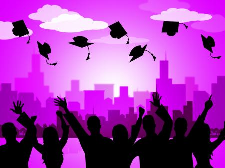 Celebrate Graduation Indicates Party School And Develop