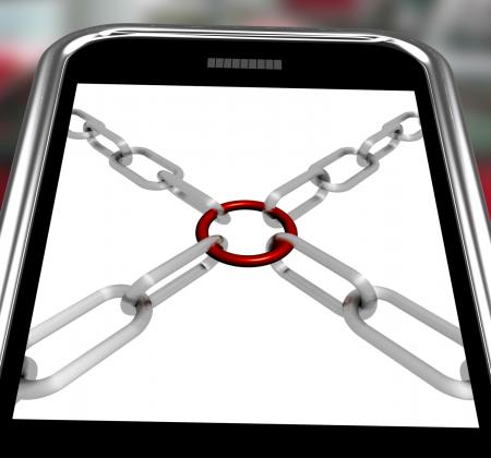 Chains Joint On Smartphone Shows Secure Link