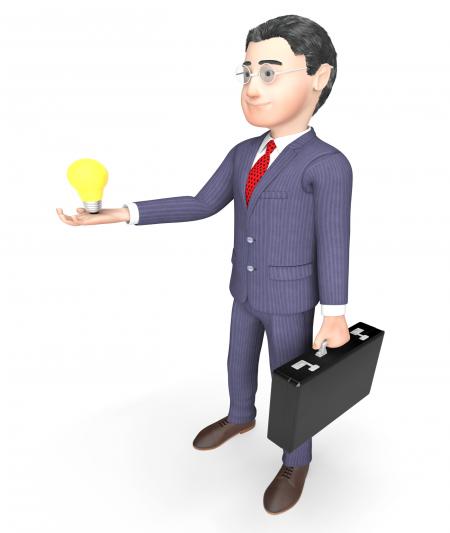 Character Lightbulb Indicates Business Person And Idea 3d Rendering