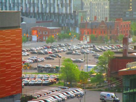 Cherry Street Hotel, gateway to the Canary District, at dawn, 2017 06 12 -a