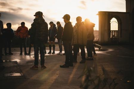 Children's Gathering on a Bridge