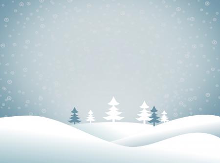 Christmas snowy landscape - Xmas postcard with copyspace - Blue tones
