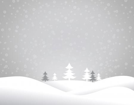 Christmas snowy landscape - Xmas postcard with copyspace