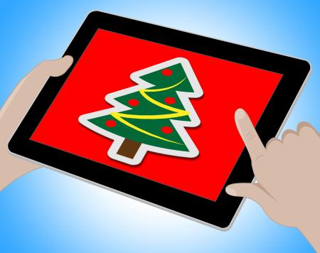 Christmas Tree Online Indicates Xmas Greeting And Computing