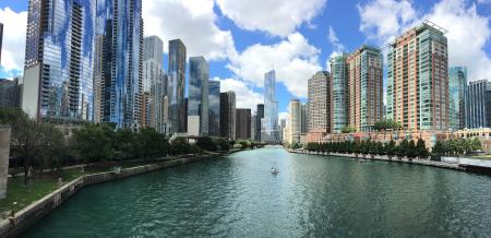 City With River in Middle during Cloudy Day