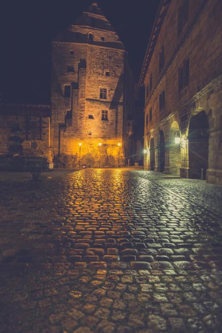 Clear Bricks Pathway during Nighttime