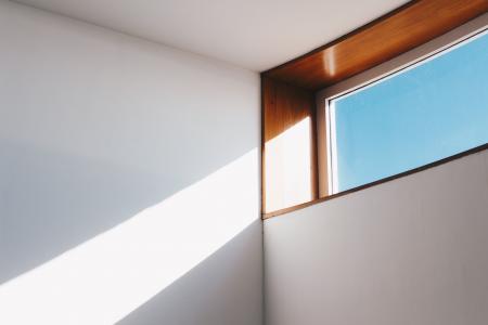 Clear Glass Window With Brown and White Wooden Frame