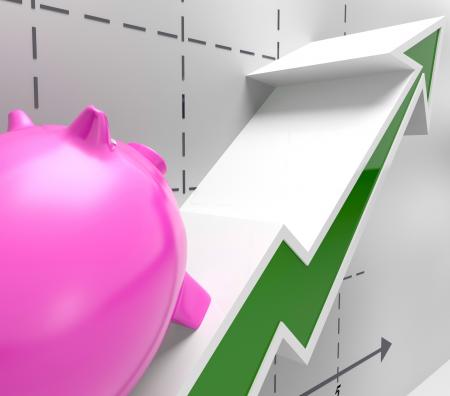 Climbing Piggy Shows Goals Success And Profit