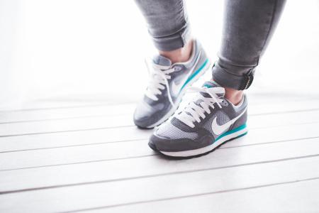 Close-up of a woman's sport shoes