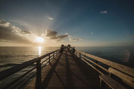 Close-up of Bridge over Sea at Sunset