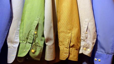 Close-up of Clothes Hanging on Fabric