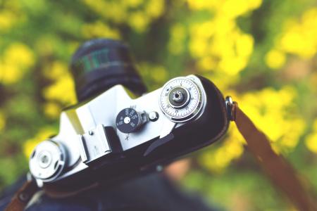 Closeup of vintage camera