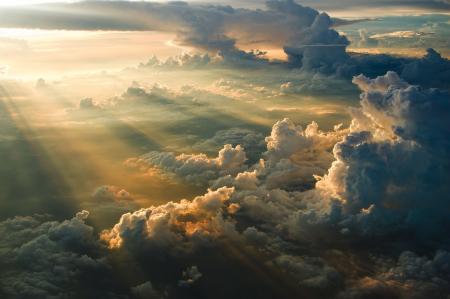 Sunset between clouds