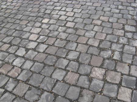 Cobbles in pavement