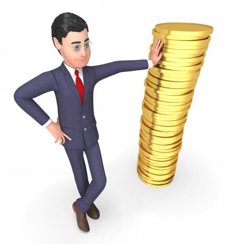 Coins Finance Means Business Person And Currency 3d Rendering