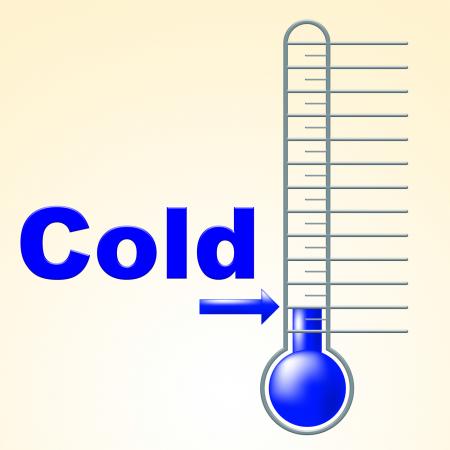 Cold Thermometer Indicates Thermostat Freeze And Freezing