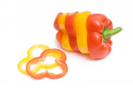 Colorful bell peppers isolated on white