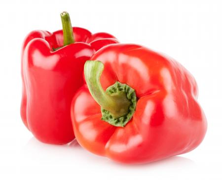 Colorful bell peppers isolated on white