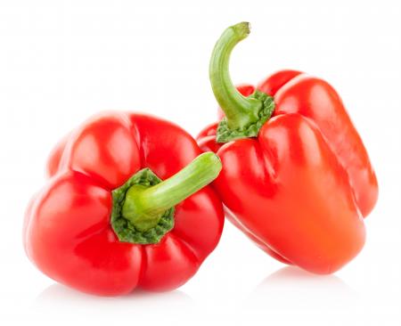 Colorful bell peppers isolated on white