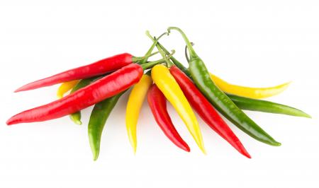 Colorful bell peppers isolated on white