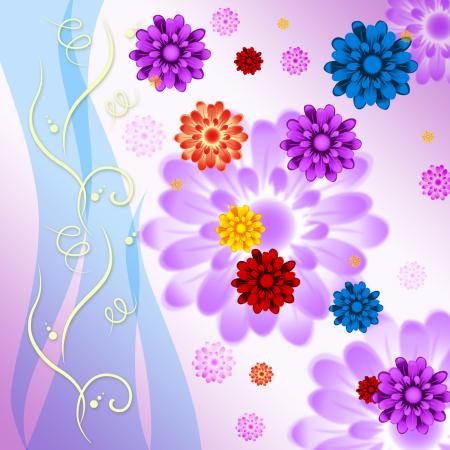Colorful Flowers Background Means Blossoms And Beauty