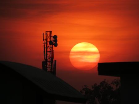 Communication Tower during Sunset