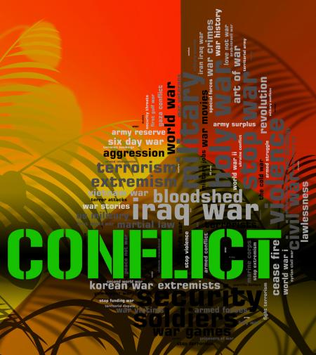 Conflict Word Means Military Action And Armed