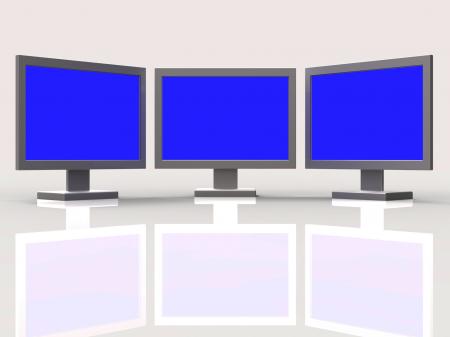 Copyspace Monitors Represents Flat Screen And Connection