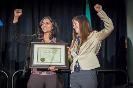 Councilmember Kshama Sawant with Nicole Grant