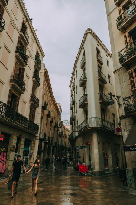 Couple Going Shopping Under the Cloudy Sky