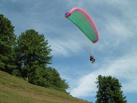 Couple in Blue Suit Paragliding