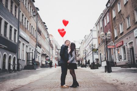 Couple Walking on City Street