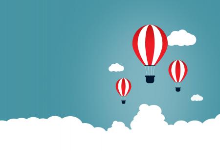 Creative Start and Start-Up Concept with Hot Air Balloons