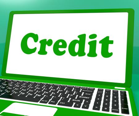 Credit Laptop Shows Finance Or Loan For Purchasing